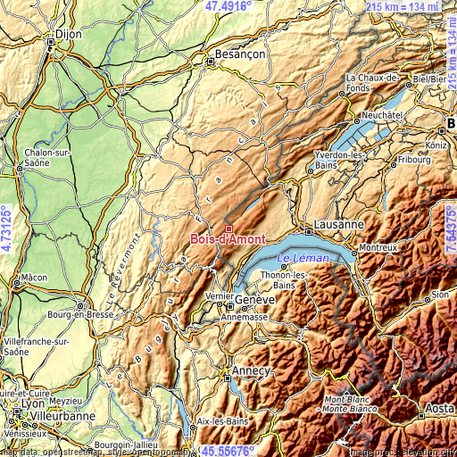 Topographic map of Bois-d’Amont