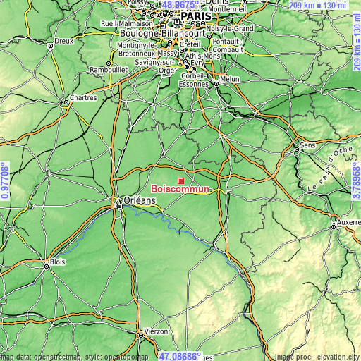 Topographic map of Boiscommun