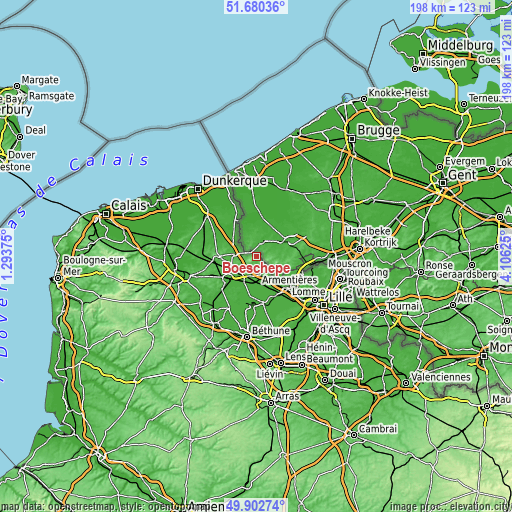 Topographic map of Boeschepe