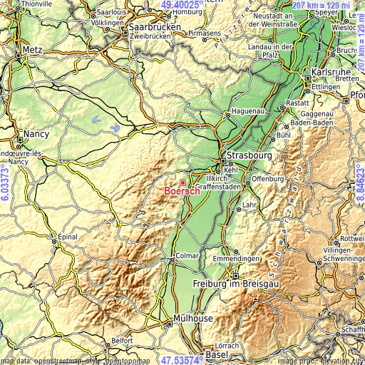 Topographic map of Bœrsch