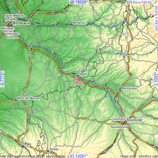 Topographic map of Boé