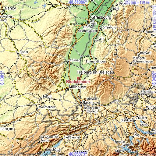 Topographic map of Blodelsheim