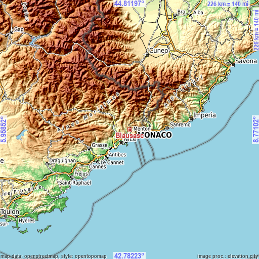 Topographic map of Blausasc
