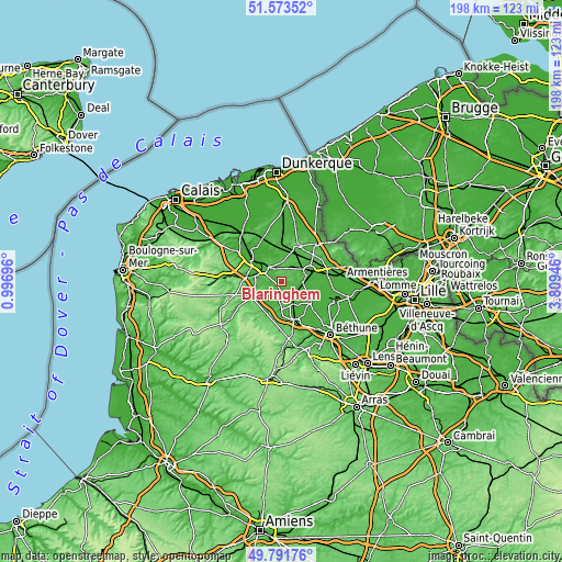 Topographic map of Blaringhem