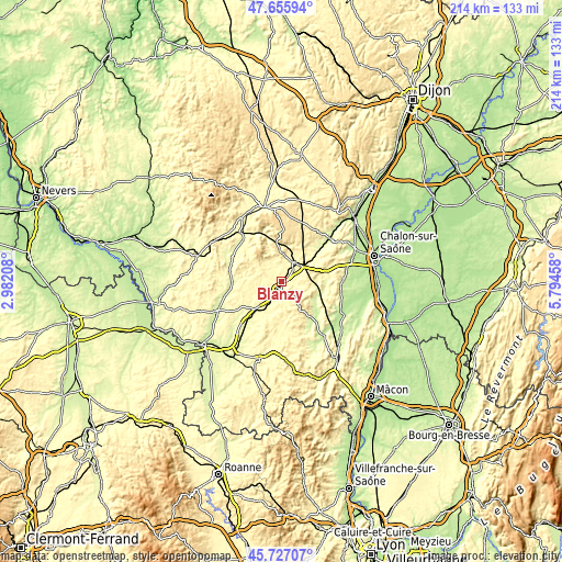 Topographic map of Blanzy