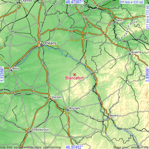 Topographic map of Blancafort