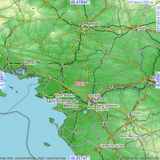 Topographic map of Blain