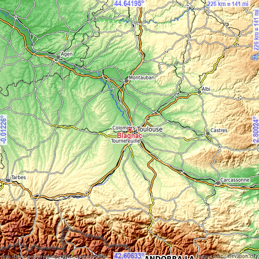 Topographic map of Blagnac