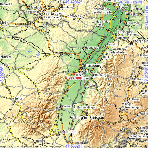 Topographic map of Blaesheim