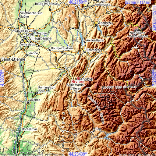 Topographic map of Biviers