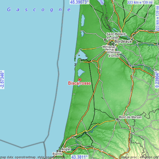 Topographic map of Biscarrosse