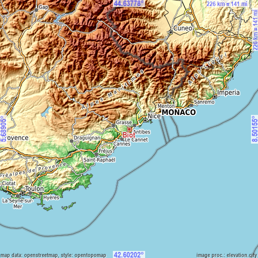 Topographic map of Biot