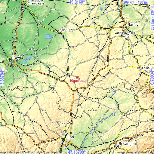 Topographic map of Biesles