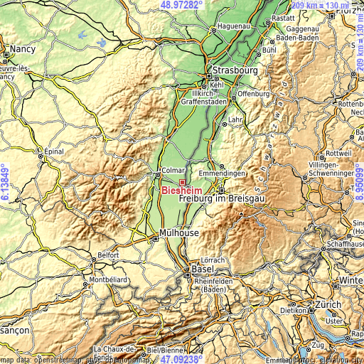Topographic map of Biesheim