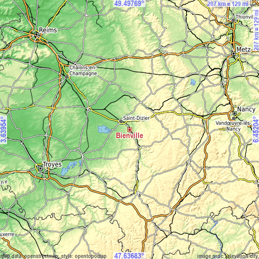 Topographic map of Bienville