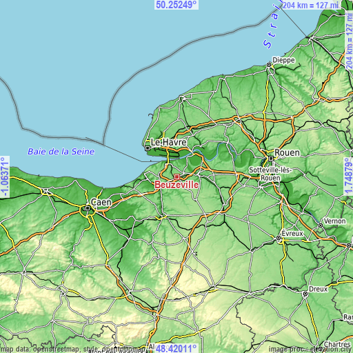 Topographic map of Beuzeville