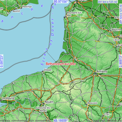 Topographic map of Béthencourt-sur-Mer