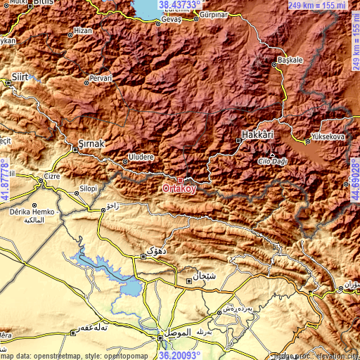 Topographic map of Ortaköy