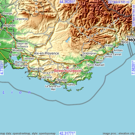 Topographic map of Besse-sur-Issole