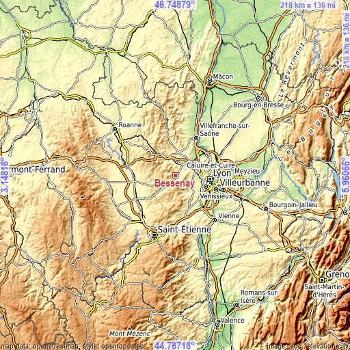 Topographic map of Bessenay