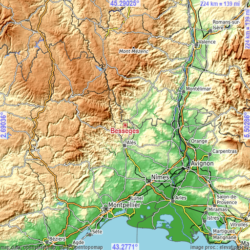 Topographic map of Bessèges