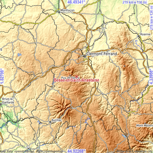 Topographic map of Besse-et-Saint-Anastaise