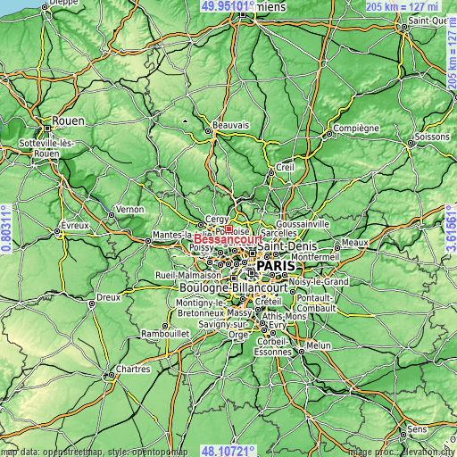 Topographic map of Bessancourt