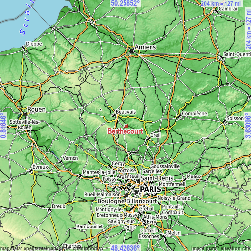 Topographic map of Berthecourt