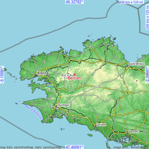 Topographic map of Berrien