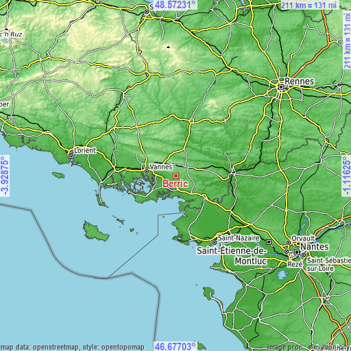 Topographic map of Berric