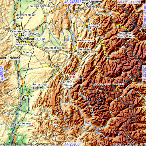 Topographic map of Bernin