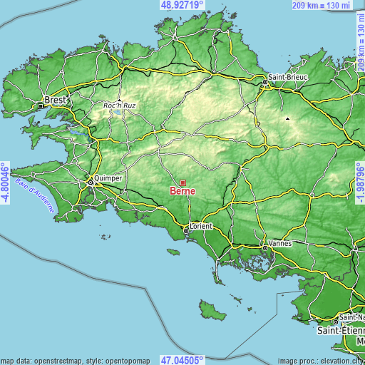 Topographic map of Berné