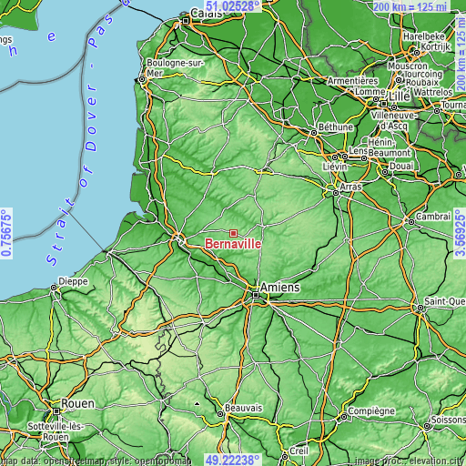 Topographic map of Bernaville