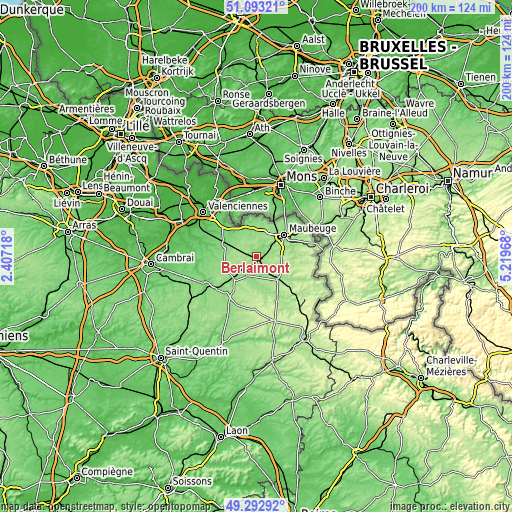 Topographic map of Berlaimont