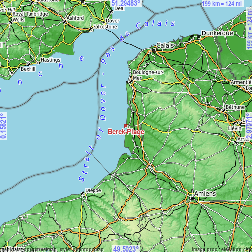 Topographic map of Berck-Plage