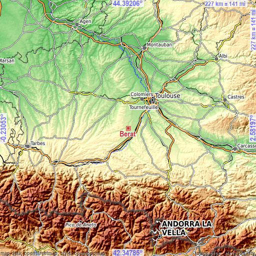 Topographic map of Bérat