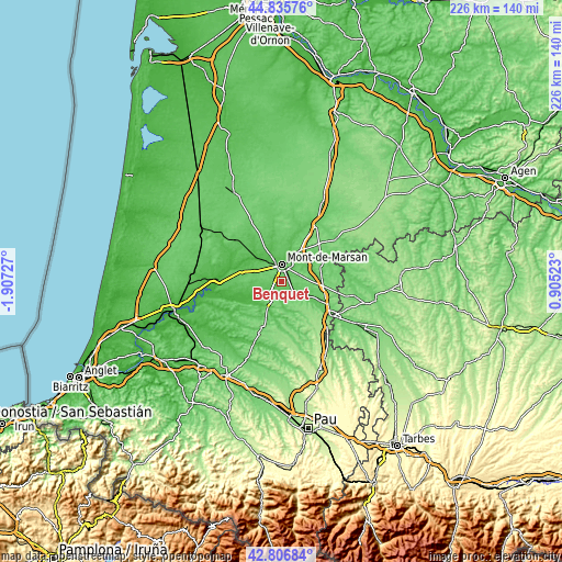 Topographic map of Benquet