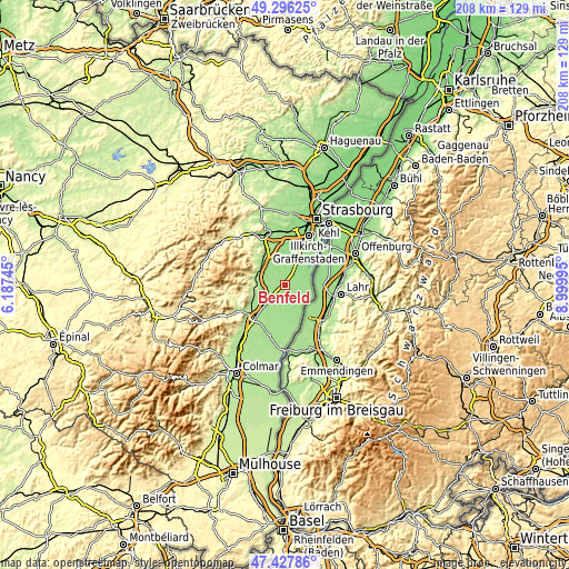 Topographic map of Benfeld