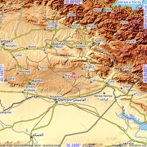 Topographic map of Ortaca