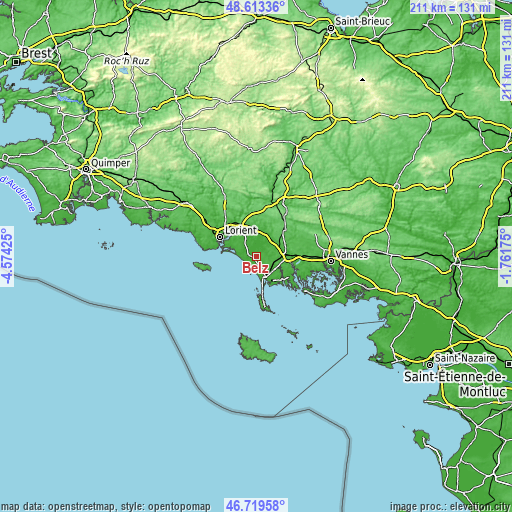 Topographic map of Belz