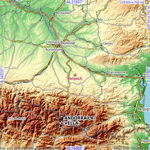 Topographic map of Belpech