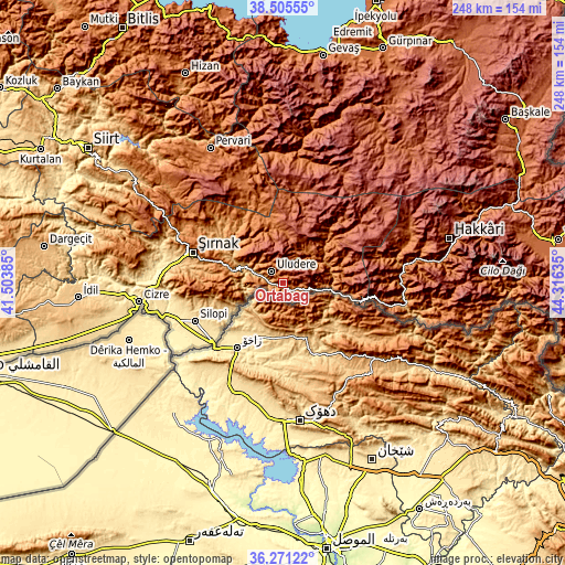 Topographic map of Ortabağ