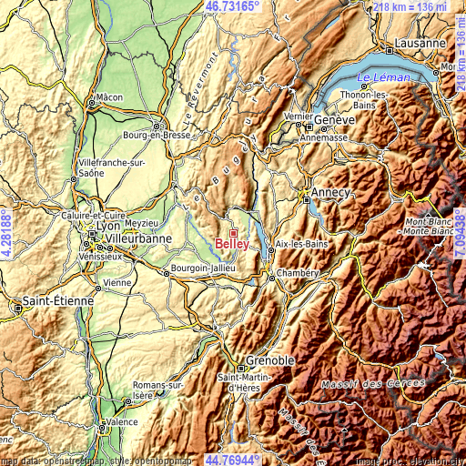 Topographic map of Belley