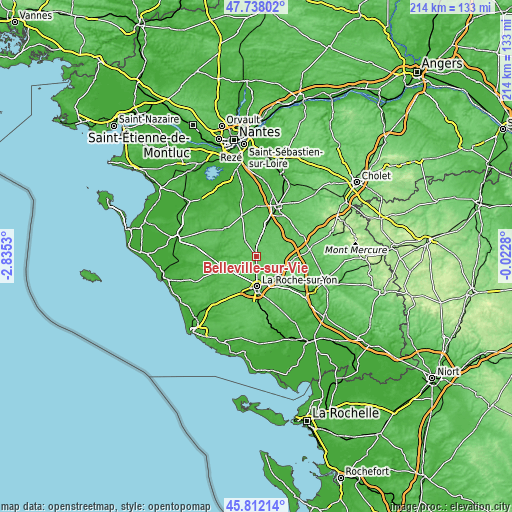 Topographic map of Belleville-sur-Vie