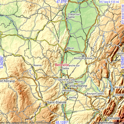 Topographic map of Belleville