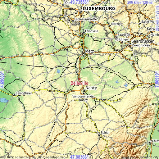 Topographic map of Belleville