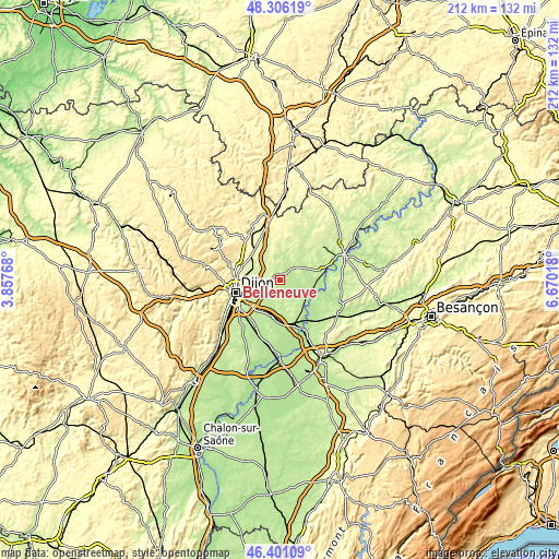 Topographic map of Belleneuve