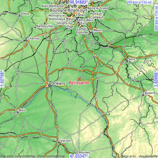 Topographic map of Bellegarde