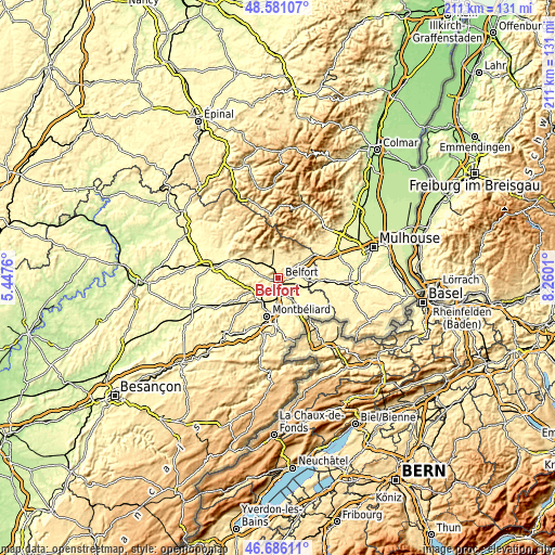 Topographic map of Belfort