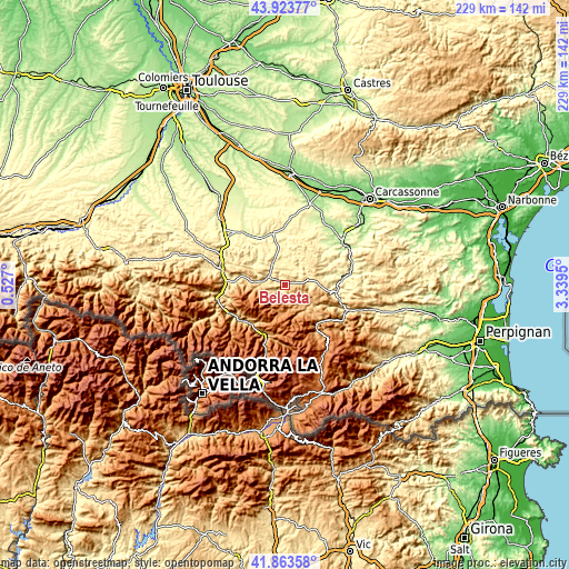 Topographic map of Bélesta